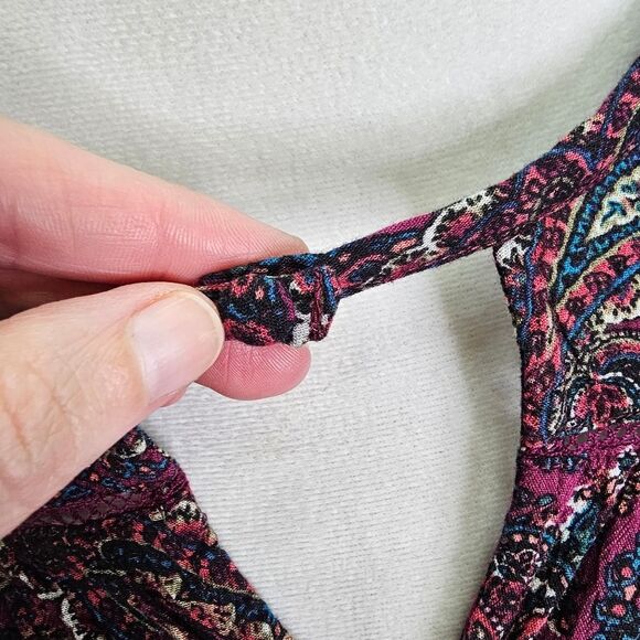 American Eagle Outfitters Purple Paisley Cut Out Mini Dress Size Medium - Picture 5 of 10